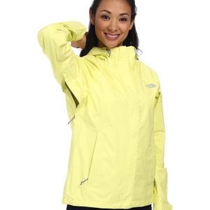 Yellow women’s North Face rain jacket